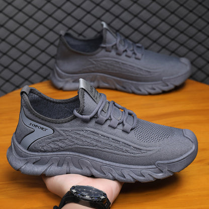 Spring New Breathable Thin Mesh Flyknit Casual Versatile Men's Sneakers