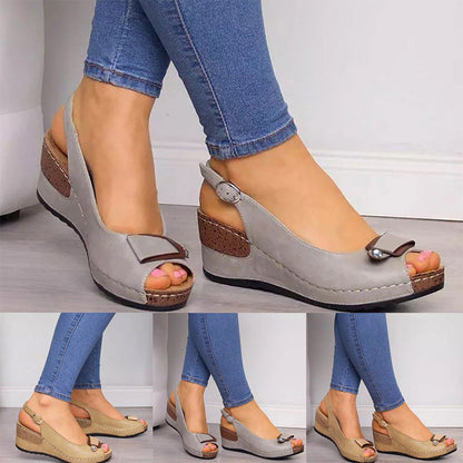 Fish mouth buckle sandals
